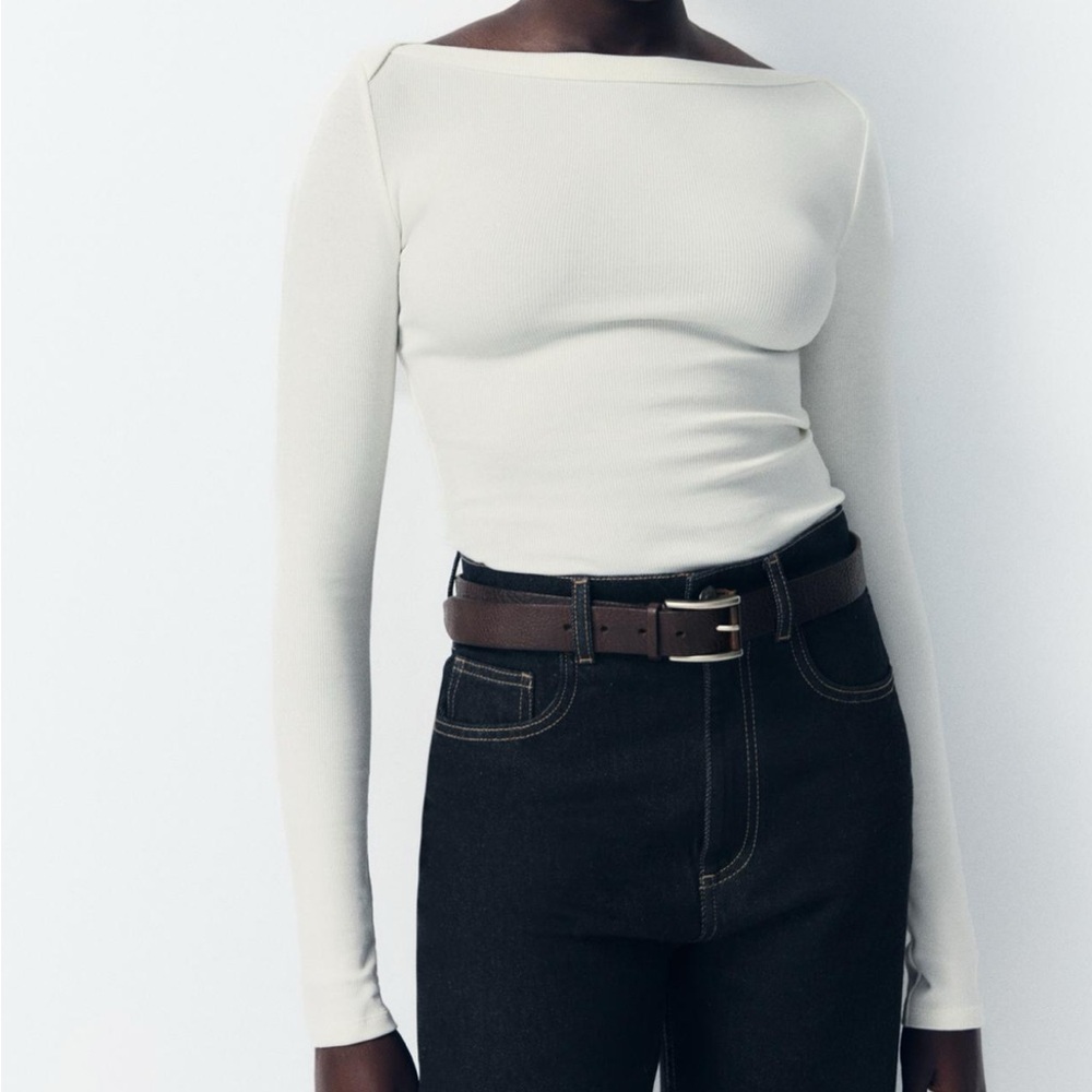 NWOT Zara Boatneck Rib Shirt